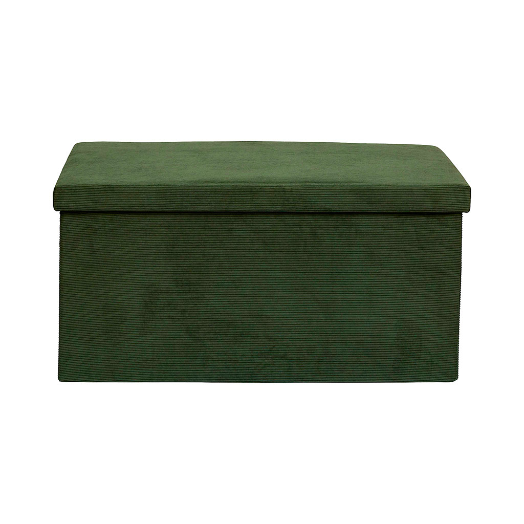 Banc coffre pliable en tissu côtelé vert sapin - Pauline
