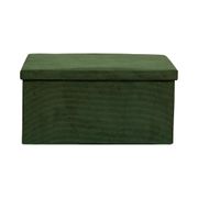 Banc coffre pliable en tissu côtelé vert sapin - Pauline