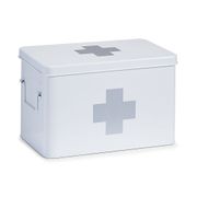 Boîte à pharmacie en métal blanc