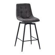 Chaise de bar pivotante en microfibre matelassé anthracite - Lilly