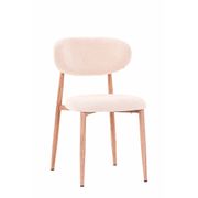 Chaise de salle à manger en tissu ivoire et pieds en métal effet chêne clair - Copenhague