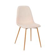 Chaise de salle à manger en velours côtelé beige et pieds effet bois - Pauline