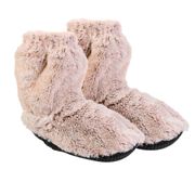 Chausson chauffants en tissu fourrure beige TU