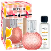 Coffret lampe diffuseur en verre rose avec recharge parfumée pamplemousse 250ml - Disco