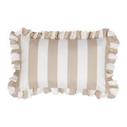 Coussin à volants en tissu rayé beige 50x30cm - Palma
