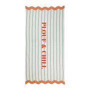Drap de plage en coton rayé vert d'eau et corail 170x85cm - Plouf&Sun