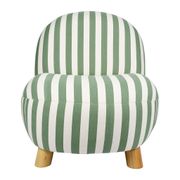 Fauteuil en coton rayé vert et bois d'hévéa - Belly