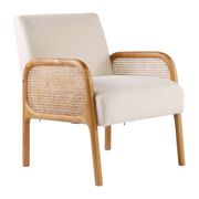 Fauteuil blanc cassé en bois d'hévéa et rotin - Firmin