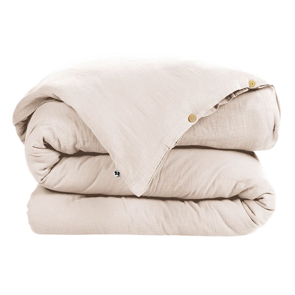 Housse de couette en gaze de coton unie pampa 240x220cm - Gaia