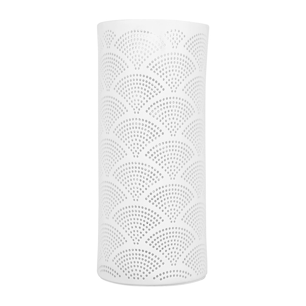 Lampe cylindre en porcelaine blanc h28cm E14 - Mandarin