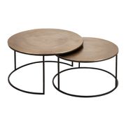 Lot de 2 table gigogne en aluminium et fer doré - Felia