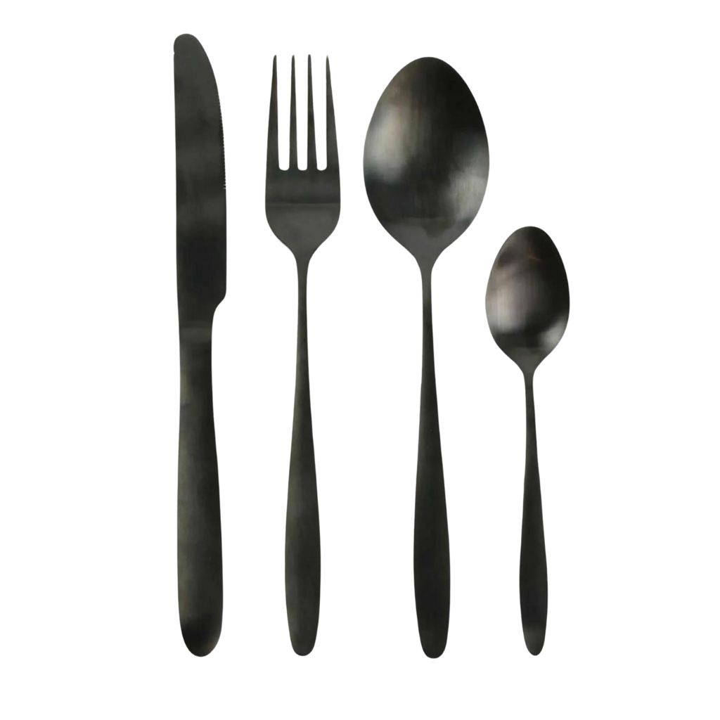 Ménagère 16 pièces noir en acier inoxydable