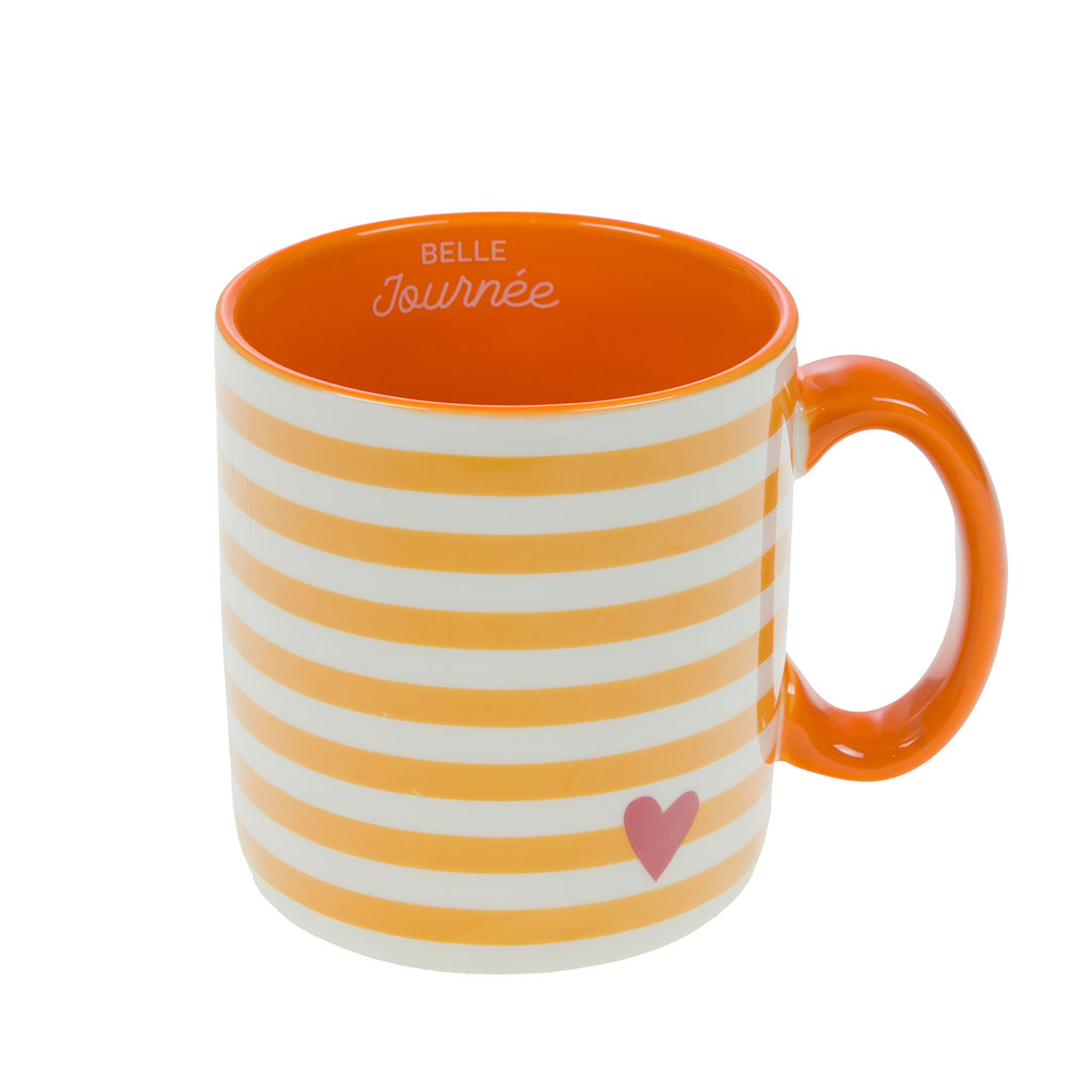 Mug rayé rouge et blanc en porcelaine - Ella 