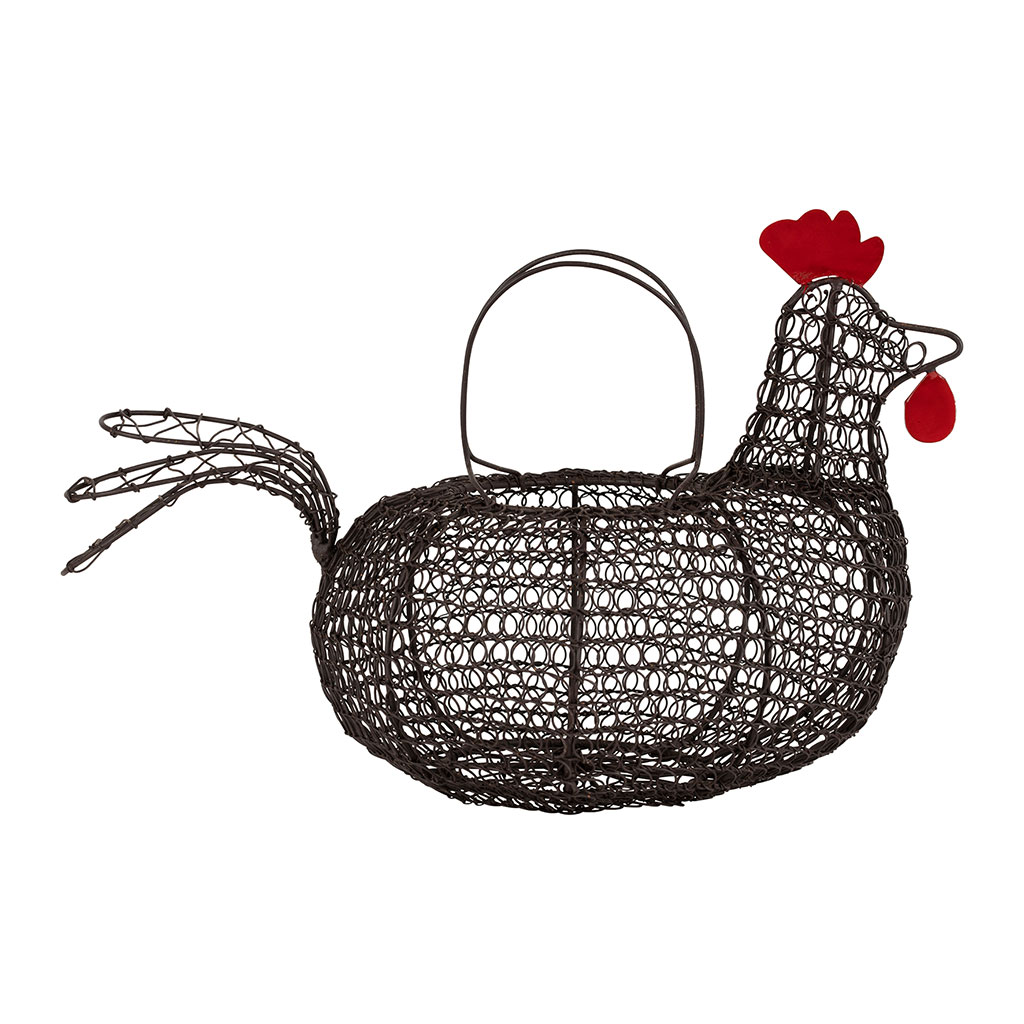 Panier en forme de poule en fer - Campagne
