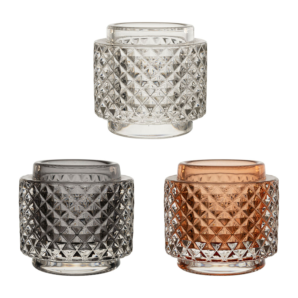 Photophore x3 en verre multicolore d9cm - Prisca