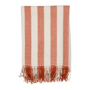 Plaid rayé corail et écru 170x130cm - Medi