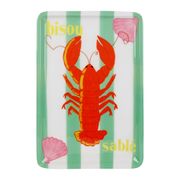 Plateau homard en fer rayé vert et blanc 20x30cm - Pouf&Sun