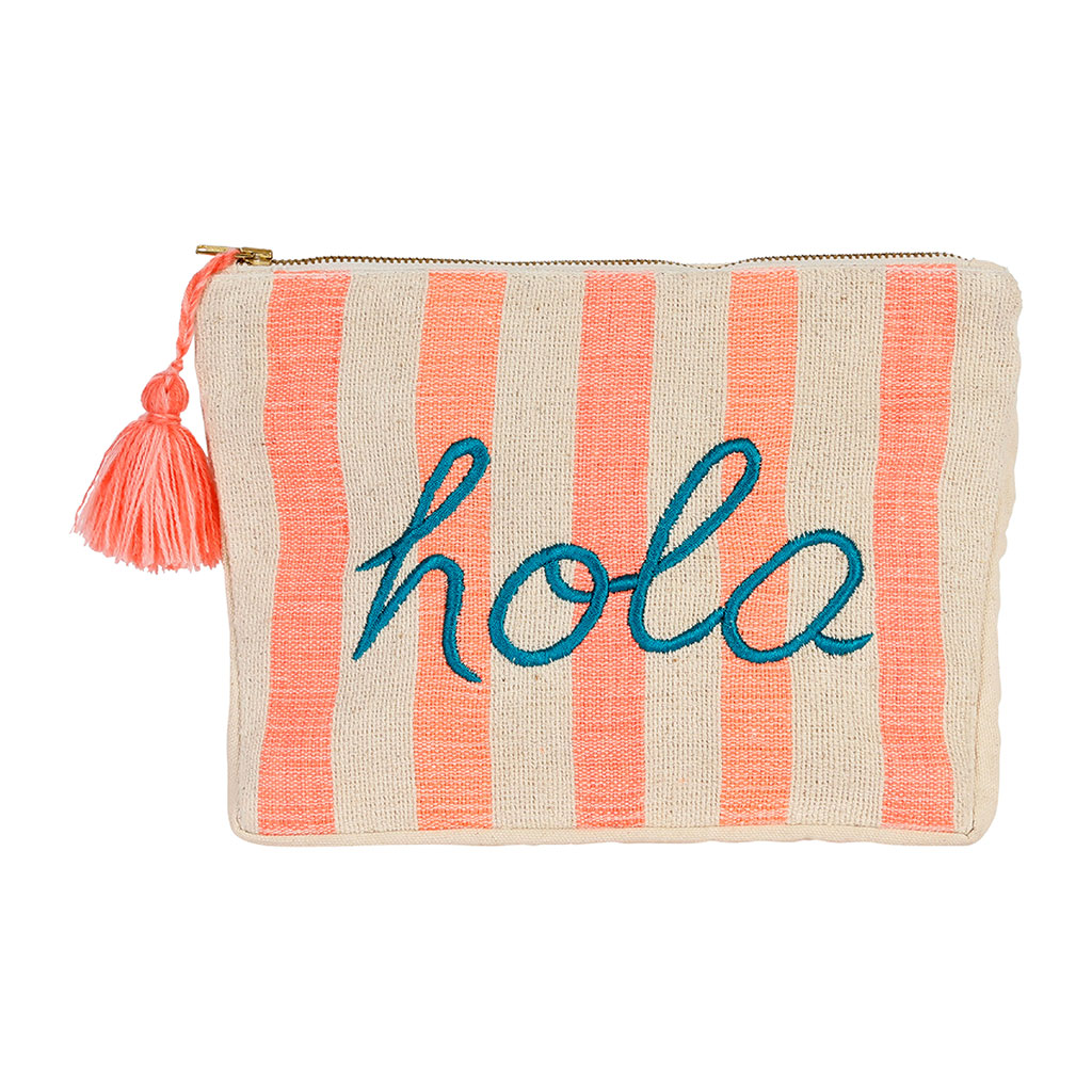 Pochette "hola" en coton corail - Palma