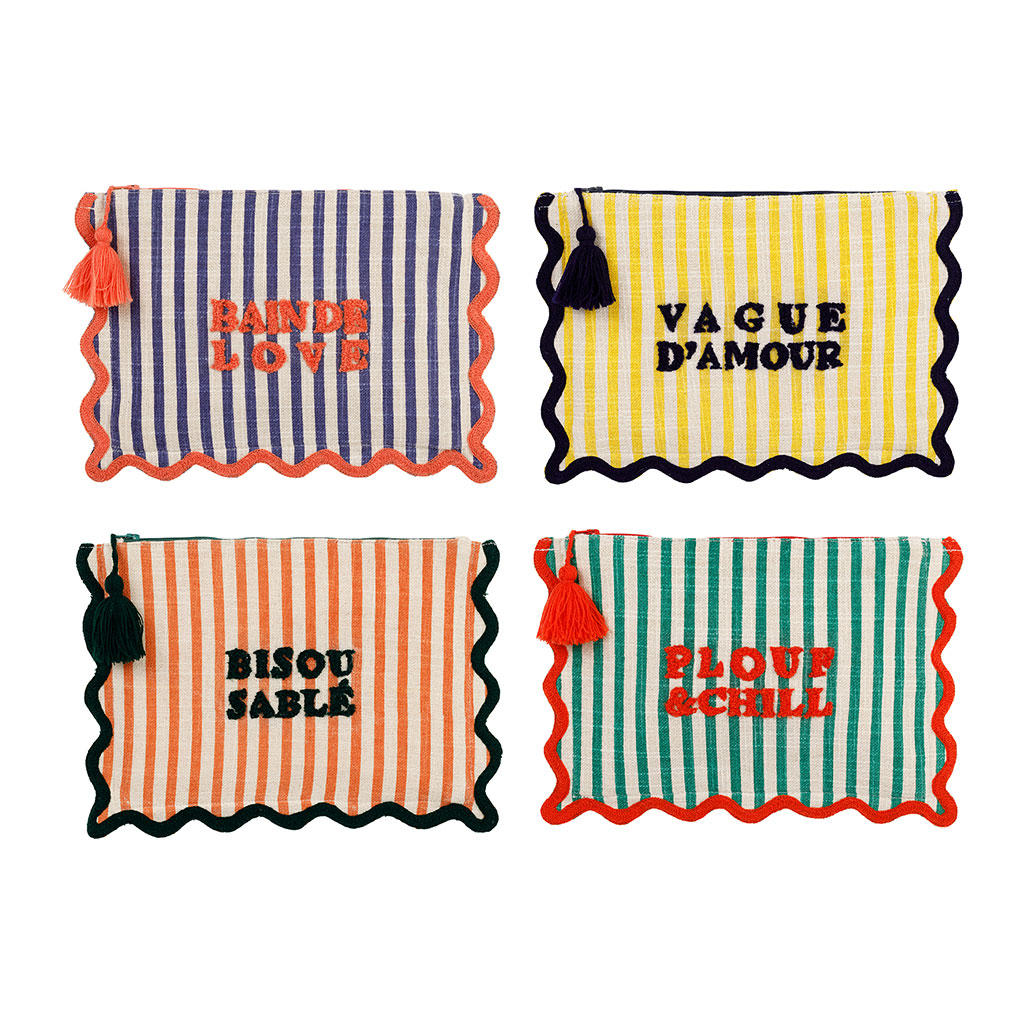 Pochettes x4 en coton rayé multicolore - Plouf&Sun 