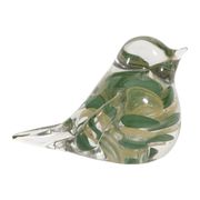 Presse-papier moineau en verre vert - Serin
