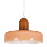 Suspension en fert rose poudré et brun d25cm E27 - Atelier