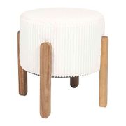 Tabouret en tissu côtelé beige et bois d'acacia - Scarlett