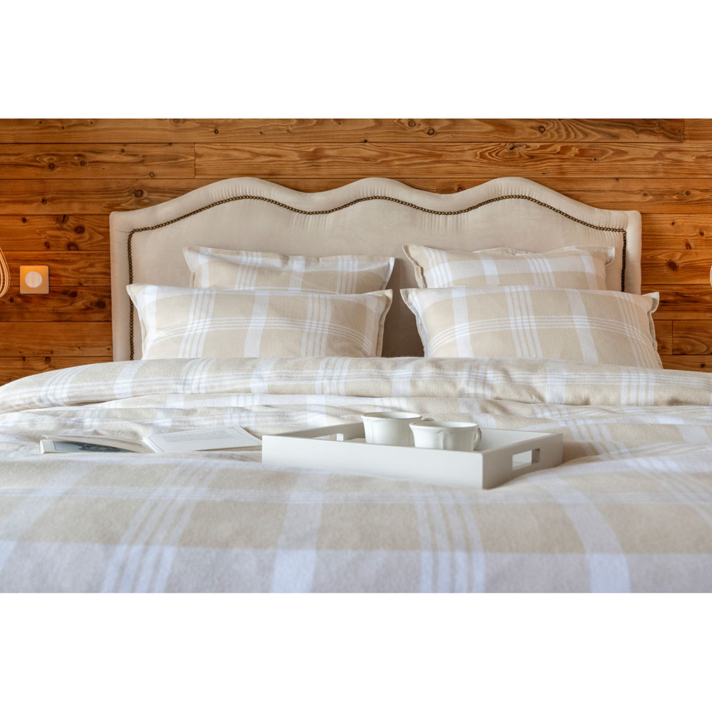 Taie d'oreiller en flanelle de coton beige 50x70cm - Hector