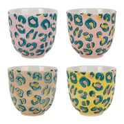 Tasses à café x4 en grès léopard multicolore 15cl - Jungle pop