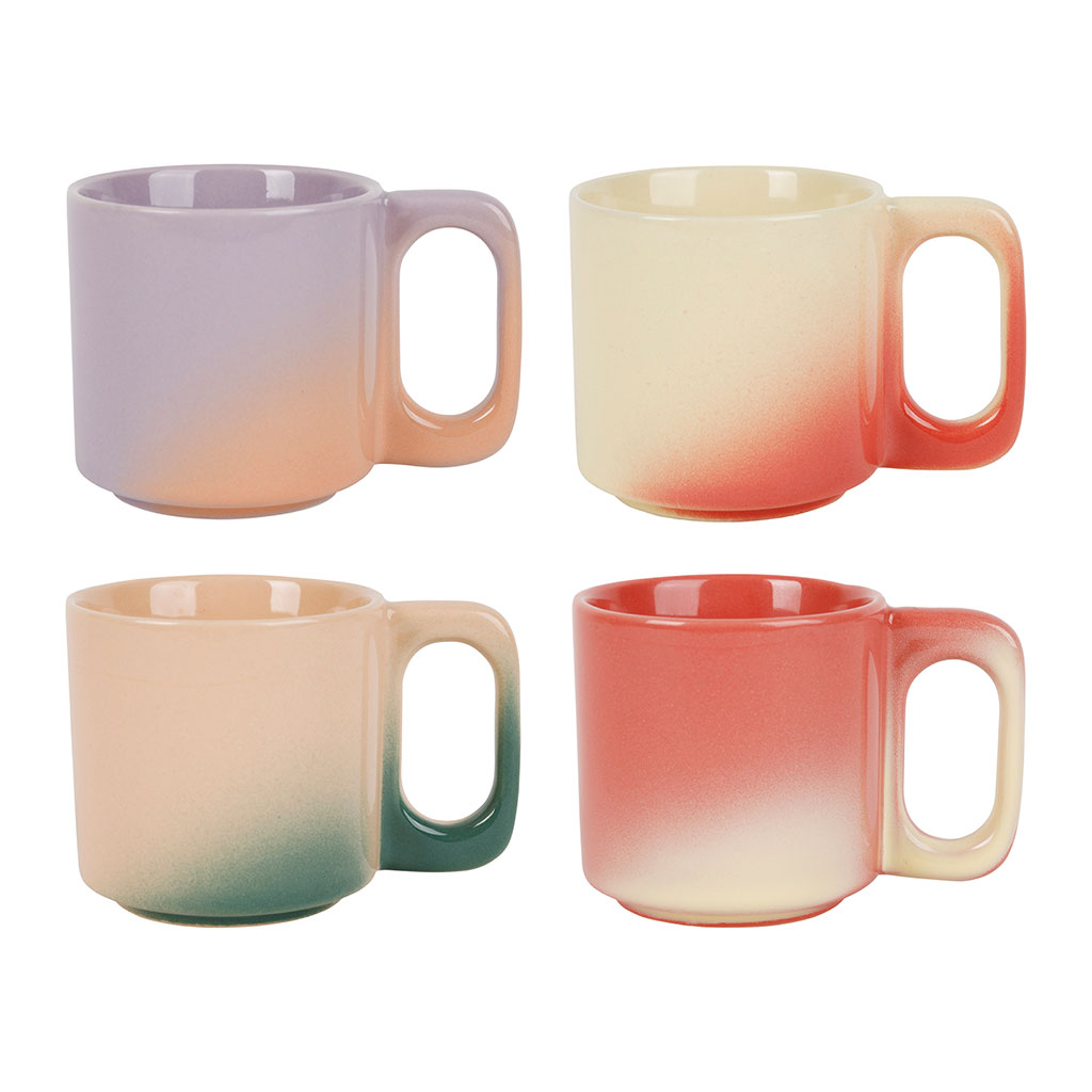 Tasses à café x4 en grès multicolore 8cl - Lumi