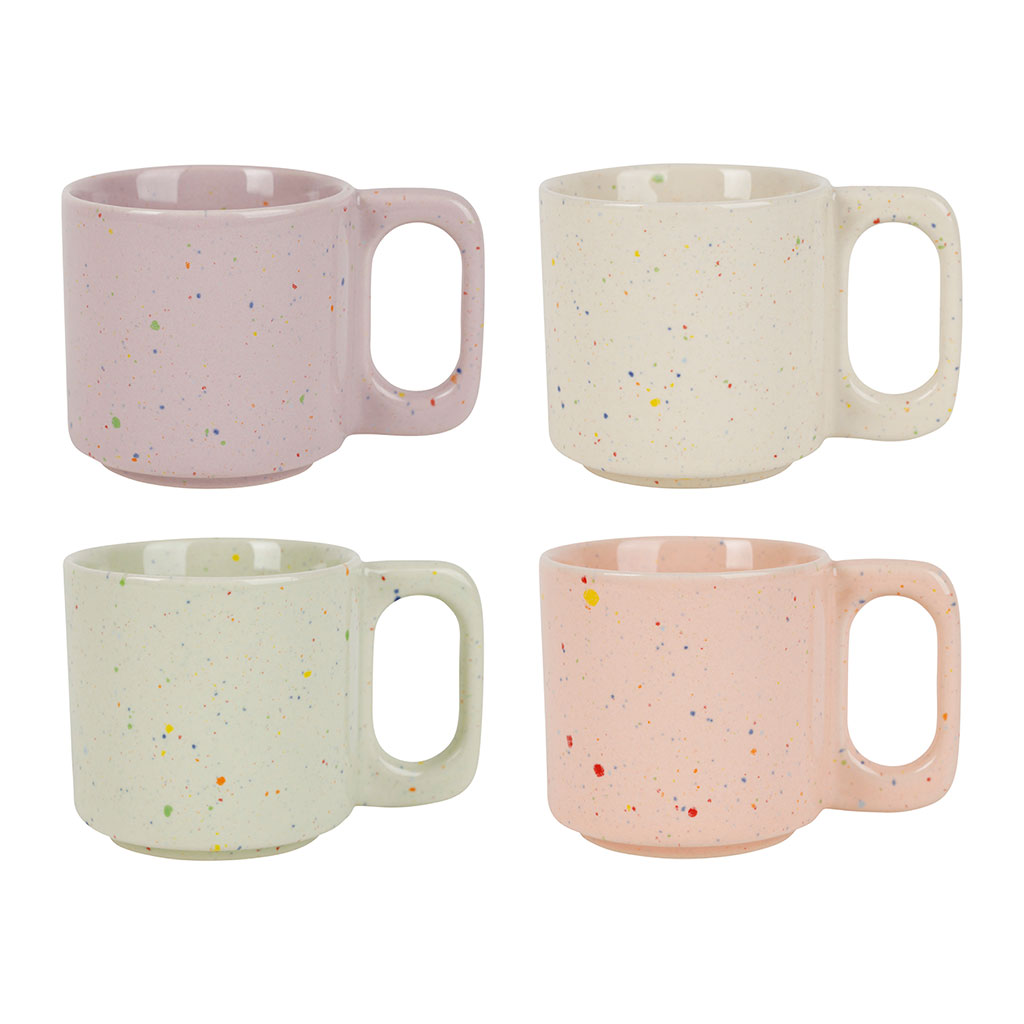 Tasses à café x4 en grès multicolore moucheté 8cl - Aurore