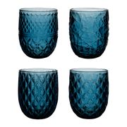 Verres à eau x4 bleu pétrole fumé 35cl - Effluve