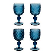 Verres à pied x4 bleu pétrole fumé 35cl - Effluve